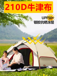 Automatic Pop-Up Camping Tent for 3-4 People, Waterproof and Sun-Protected Outdoor Shelter