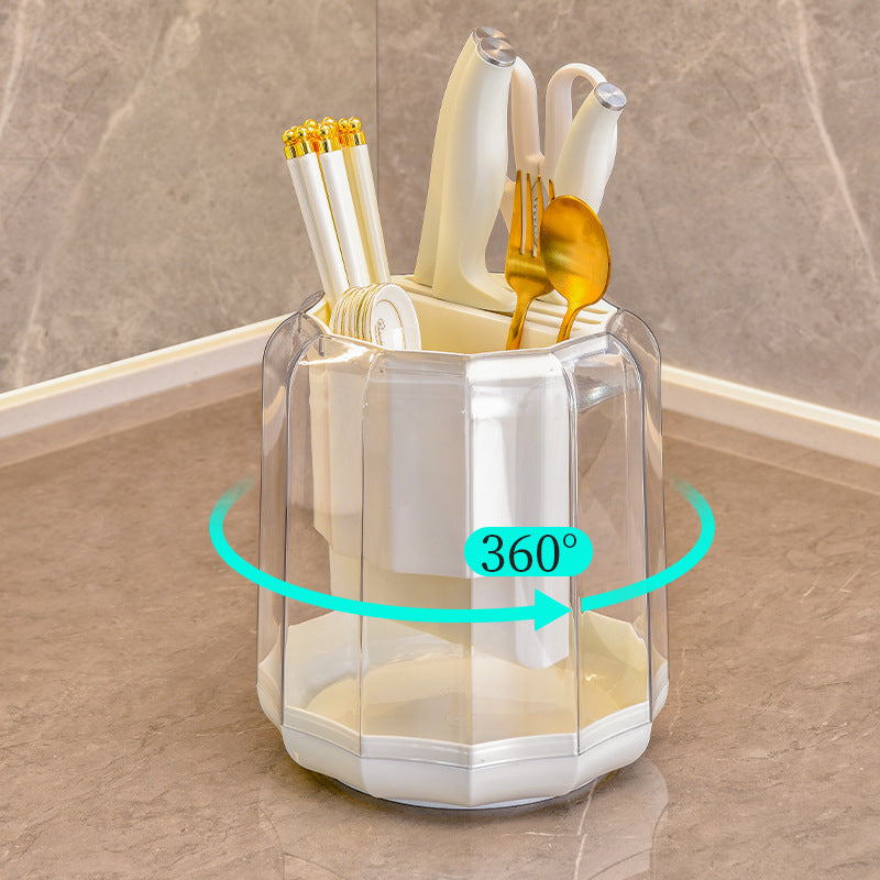 Rotating Knife Holder with Utensil Caddy for Kitchen Countertop Storage