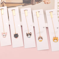 Cute Cartoon Cat Metal Bookmark with Pendant for Students