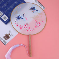 DIY Embroidery Kit for Beginners - Ancient Style Silk Ribbon Hand Fan with Suzhou Embroidery