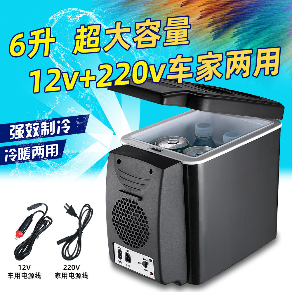 6L Portable Car Refrigerator Cooler/Warmer, 12V/220V Mini Fridge for Car and Home Use