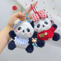 Panda Plush Keychain with Swim Ring or Bow - Cartoon Animal Charm for Bags & Keys