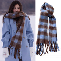 Unisex Plaid/Solid Cashmere Feel Scarf Thick Warm Shawl for Autumn/Winter