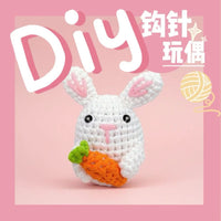Cartoon Pink and White Bunny Crochet Kit DIY Handmade Yarn Doll