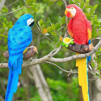 Resin Parrot Sculpture Garden Ornament, Lifelike Bird Figurine for Outdoor Decor