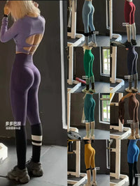 Women's High-Waisted Seamless Knit Peach Butt Lifting Yoga Leggings Running Training Pants