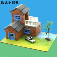Mini Mason DIY Building Model Kit for Kids, Educational Simulation Brick House Construction Toy