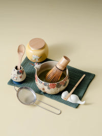 Ceramic Matcha Bowl Gift Set with Bamboo Whisk and Tools, Japanese Style