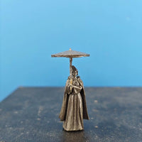 Brass Ancient Style Girl with Umbrella Figurine for Micro Landscape Bonsai Decor