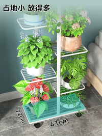 Multi-Tier Wrought Iron Plant Stand with Wheels for Balcony & Living Room