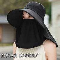 Women's Wide Brim Sun Hat with Face and Neck Flap, UV Protection Ice Silk Fisherman Hat for Outdoor Activities