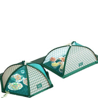 Foldable Food Cover Tent with Floral Lace Trim, Reusable Mesh Screen Food Protector for Indoor/Outdoor Dining