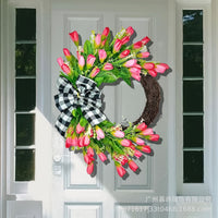 Artificial Tulip Spring Wreath for Front Door Decor