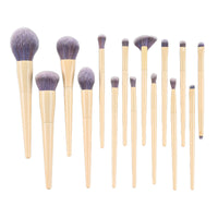 Professional 15-Piece Beige Makeup Brush Set for Eyeshadow, Blush, Highlight, Concealer, and Foundation