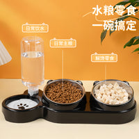 Automatic Water Dispenser Pet Bowl with Tilted Stainless Steel Food Bowl for Cats and Dogs