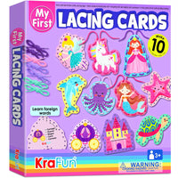KRAFUN Unicorn Princess Mermaid Castle DIY Lacing Toy for Kids