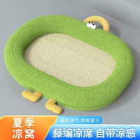 Pet Cooling Mat for Dogs and Cats, Summer Breathable Rattan Sleeping Pad, All Seasons