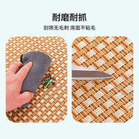 Pet Cooling Mat for Dogs and Cats, Summer Breathable Rattan Weave Bed with Pillow