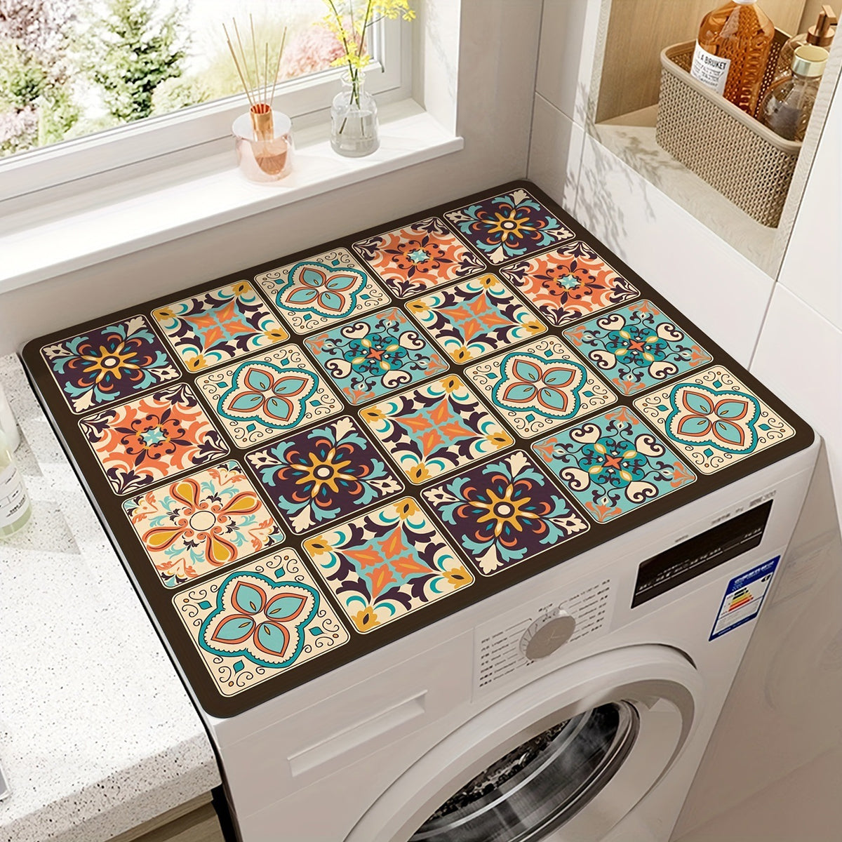Vintage Diatomaceous Earth Laundry Machine Mat - Absorbent, Quick-Dry, Non-Slip Bathroom Floor Mat