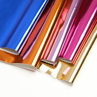 Metallic High-Gloss Mirror PU Leather Fabric for Apparel, Bags, and Upholstery