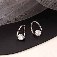 Sparkling Zirconia Copper Hoop Earrings for Women, French Style Huggie Earrings