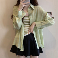 Women's Lightweight Sun Protection Shirt, Loose Fit Chiffon Cover-Up Jacket
