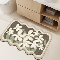 Bathroom Absorbent Non-Slip Floor Mat for Wet/Dry Separation, Diatomaceous Earth or Leather