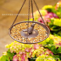 Hand-Painted Hanging Bird Feeder Outdoor Iron Art Bird Bath