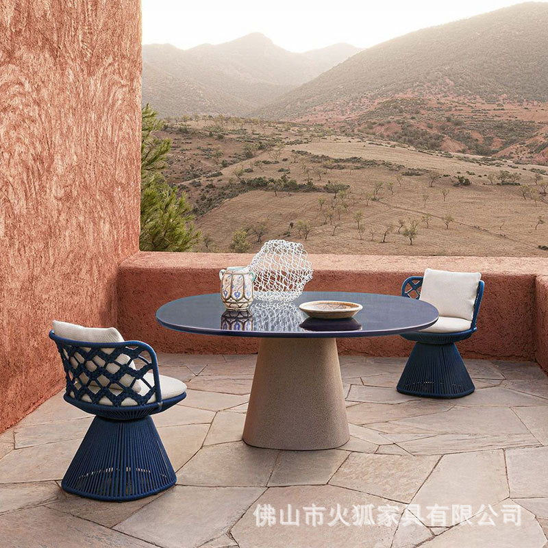 Outdoor Rattan Woven Patio Dining Set with Swivel Chairs for Garden Balcony