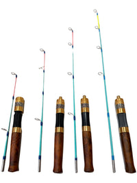Epoxy Resin Ice Fishing Rod with Solid Wood Handle and Flat Tip for Portable Ice Raft Fishing