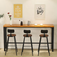 Nordic Solid Wood Bar Table with Iron Frame, Tall Pub Table for Home, Cafe, or Restaurant