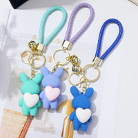 Cartoon Heart Rabbit Keychain Couple Doll Woven Key Chain Car Bag Pendant Gift
