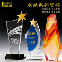Crystal Employee Award Trophy with Custom Logo Engraving, Hand-Polished Elegant Recognition Award