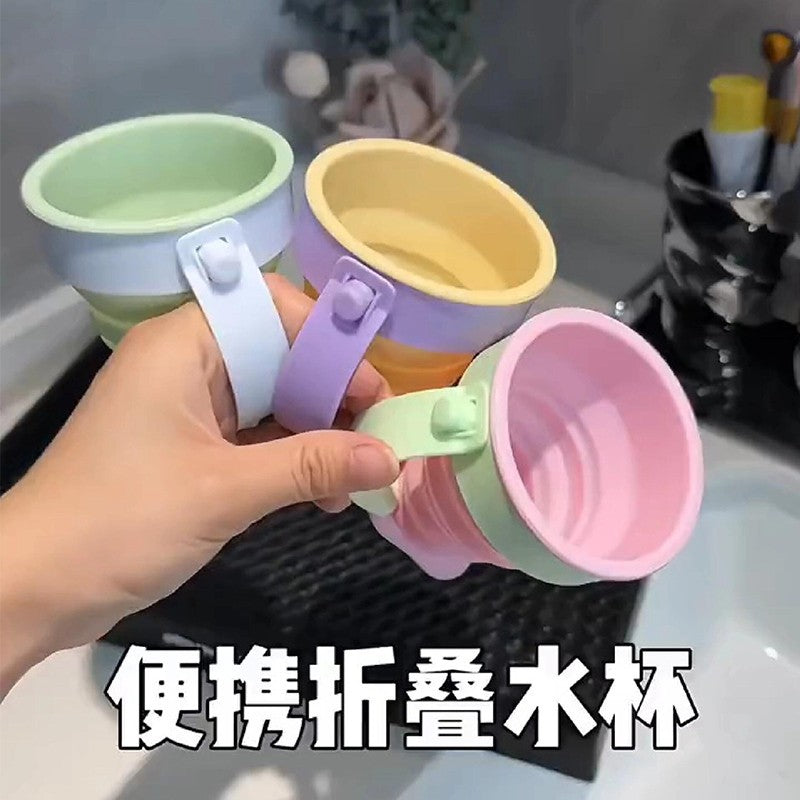 Portable Silicone Folding Cup for Outdoor Camping and Travel - High Temperature Resistant with Lid