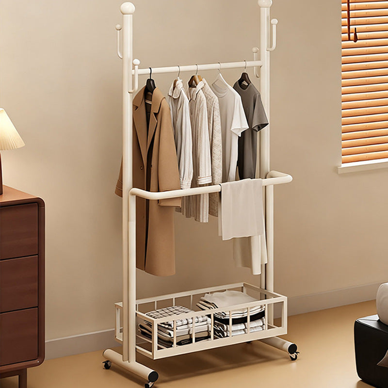 Freestanding Garment Rack with Storage Shelves and Hooks, Mobile Clothes Organizer for Bedroom