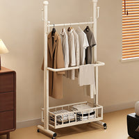 Freestanding Garment Rack with Storage Shelves and Hooks, Mobile Clothes Organizer for Bedroom