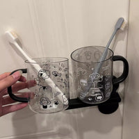 Cute Pet Illustration Mouthwash Cup for Home Dormitory Students, Large Capacity Toothbrush Cup