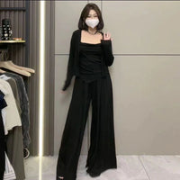 Women's Irregular Camisole Cardigan & Wide-Leg Pants 3-Piece Lounge Set