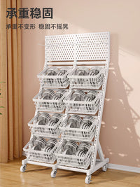 Multi-layer Rolling Display Rack with Baskets for Retail Store