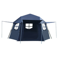 Hexagonal Automatic Ridge Tent Tarp 2-in-1 Rainproof Sunscreen Camping Shelter with Titanium Coating