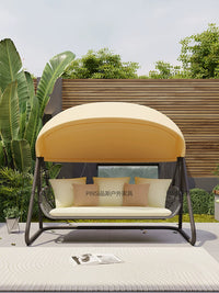 Outdoor Patio Swing Chair, Single Double Triple Seater Rocking Chair for Garden Balcony, Waterproof Sunscreen