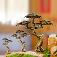 Miniature Landscape Ornament with Welcoming Pine, Lion Boat, and Fish Tank for Ecological Potted Plants