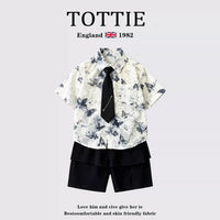 TOTTIE Boys' Vintage Print Shirt & Shorts Set for Performances