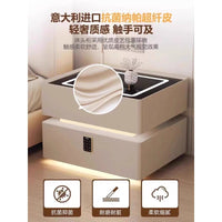 Small Smart Nightstand with Wireless Charging, Fingerprint Lock, Modern Minimalist Bedside Table, Ultra-Narrow