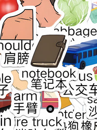 130-260 Pcs English Vocabulary Stickers for Kids' Notebooks & Handbooks, Early Learning