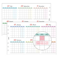 Undated A5/A6 Foldable Yearly Planner Inserts for Ring Binders