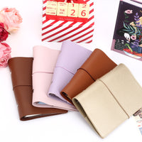 Portable A6 Macaron Faux Lambskin PU Leather 6-Ring Binder Notebook Cover with Elastic Strap