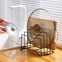 Creative Metal Iron Art Multi-purpose Pot Lid Holder Chopping Board Rack Kitchen Organizer