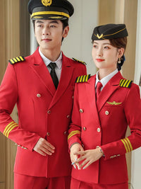 Unisex Drum Corps Performance Uniform Set Stewardess Pilot Professional Workwear