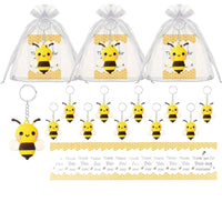 Cute Bee Party PVC Keychain with English Greeting Card Set